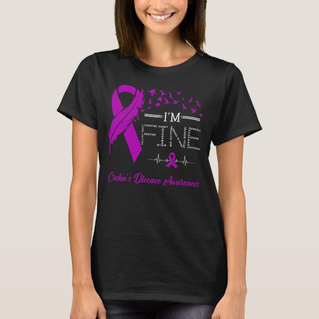 Feather Birds I'm Fine Crohn's Disease Awareness T-Shirt (Front)