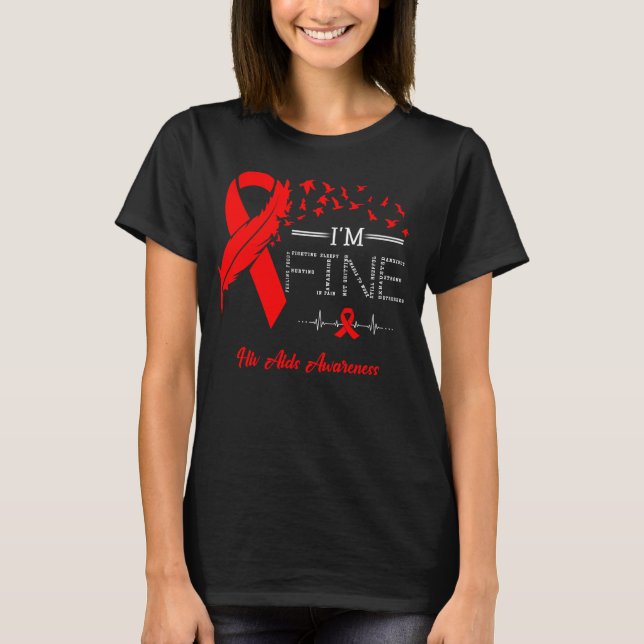 Feather Birds I'm Fine Hiv Aids Awareness T-Shirt (Front)