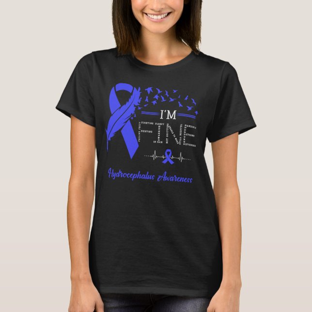 Feather Birds I'm Fine Hydrocephalus Awareness T-Shirt (Front)