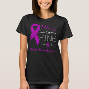Feather Birds I'm Fine Pediatric Stroke Awareness T-Shirt