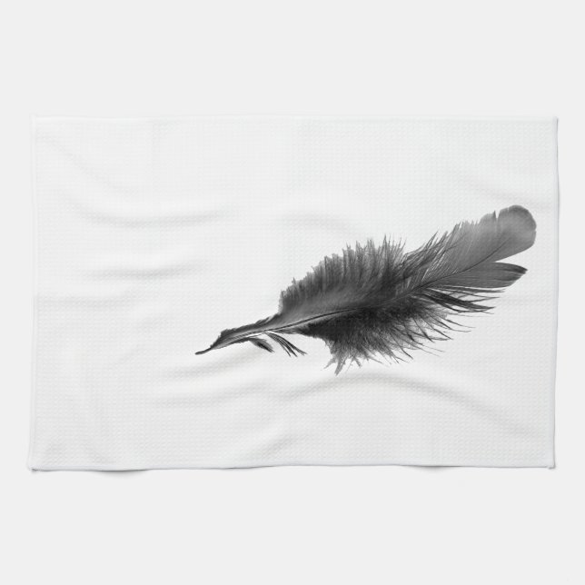 Feather Black Kitchen Towel (Horizontal)