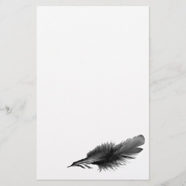Feather Black Stationery (Front)