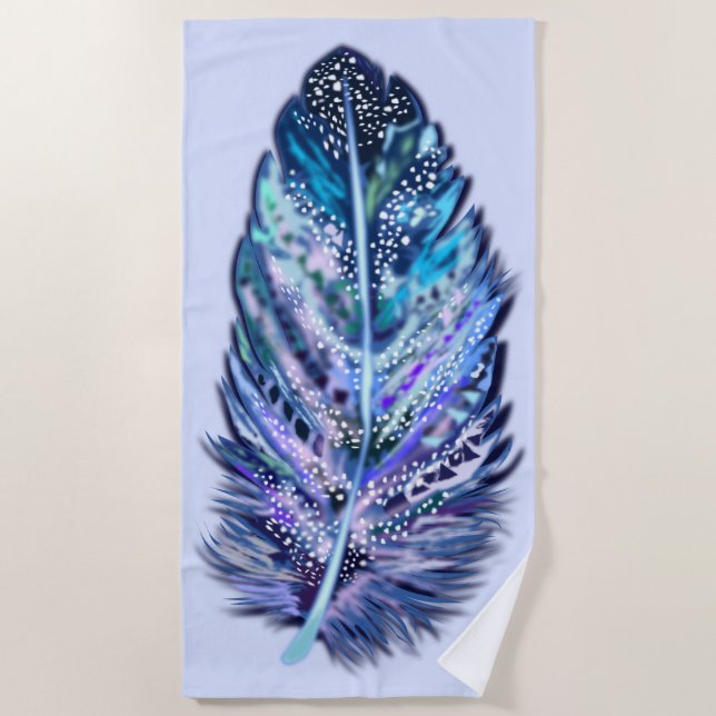 Feather Blue Beach Towel - Choose Colour (Front)