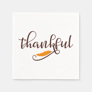Feather Boho Native Thankful Typography Napkin