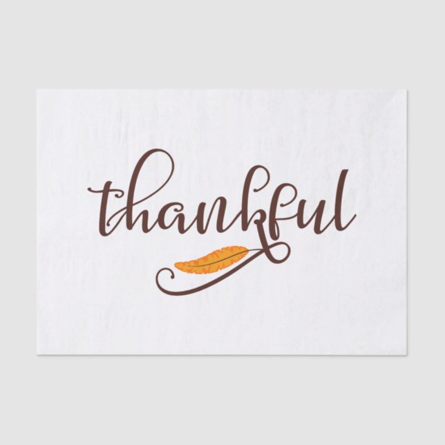 Feather Boho Native Thankful Typography Tissue Paper (Front)