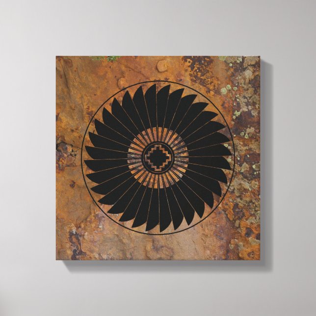 Feather Circle, Mimbres Pottery Design Canvas Print (Front)