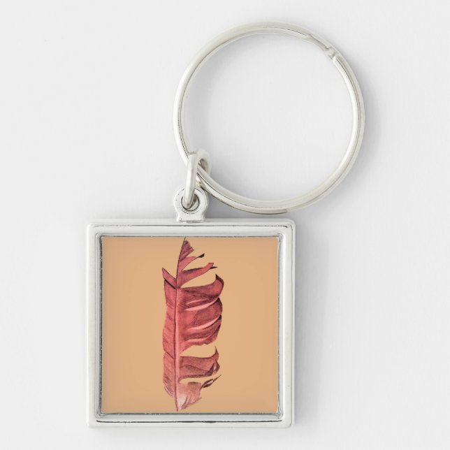 Feather drawing fine art original illustration keychain (Front)