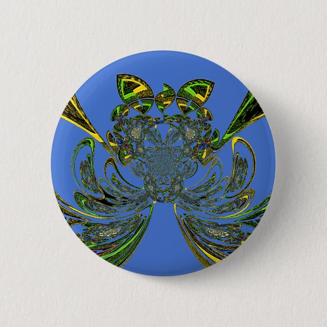Feather Fish 2 Inch Round Button (Front)