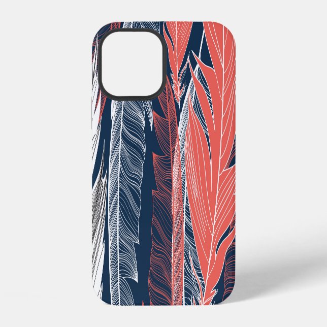 Feather Graphics, Beautiful Seamless Pattern. iPhone Case (Back)