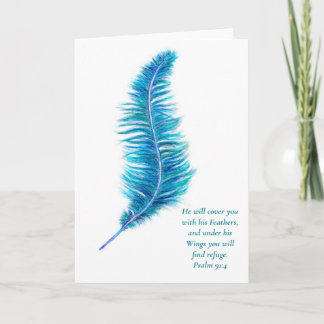 Feather Greeting Card Psalm 91:4 