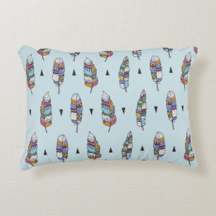 Feather hand drawn vintage pattern. Seamless boho  Accent Pillow