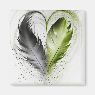 Feather Heart - Lime Green Magnet