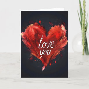 Feather Heart Love You Holiday Card