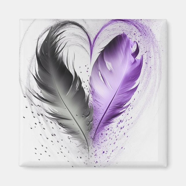 Feather Heart - Purple Magnet (Front)
