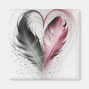 Feather Heart - Red Magnet