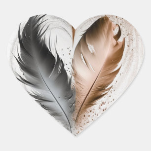 Feather Heart - Sepia Sticker