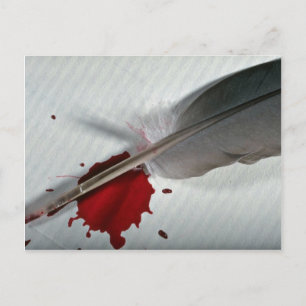 Feather, ink postcard