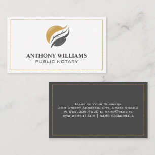 Feather Logo   Gold Border Frame Business Card
