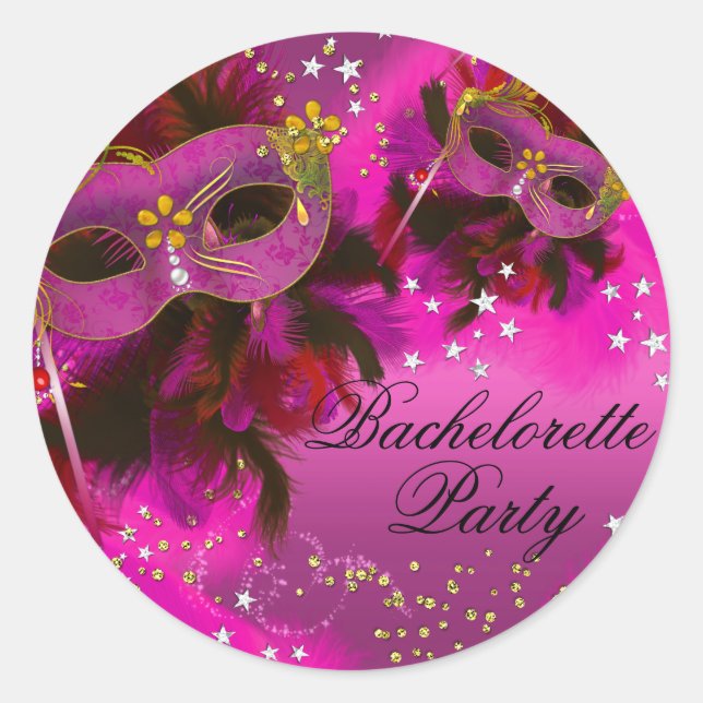 Feather Mask Masquerade Bachelorette Party Sticker (Front)