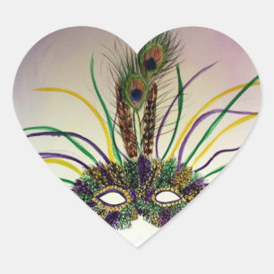 Feather Masquerade Mask Custom Heart Seal Stickers