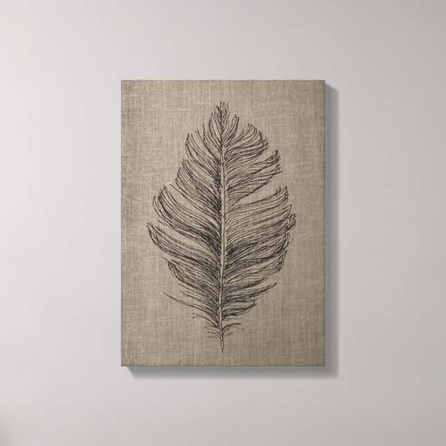 Feather no. 2 Taupe Canvas Wall Art (Front)