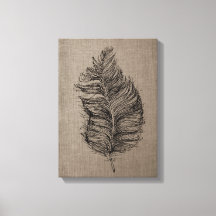 Feather no. 3 Taupe Canvas Wall Art