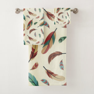 Feather pattern bath towel set