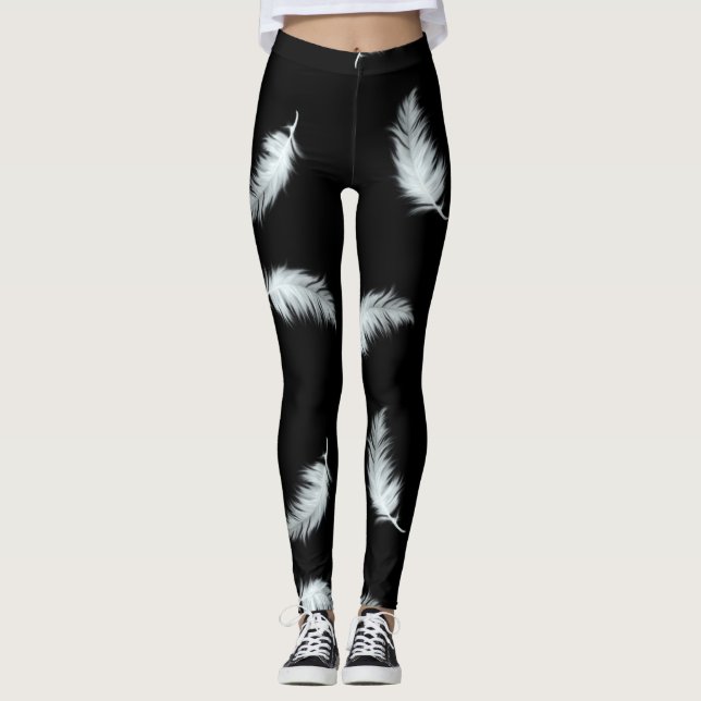 Feather Pattern (customizable background colour) Leggings (Front)
