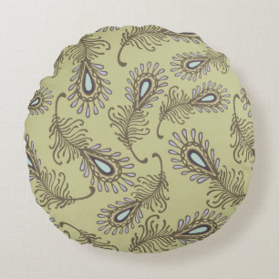 Feather Pattern Round Pillow