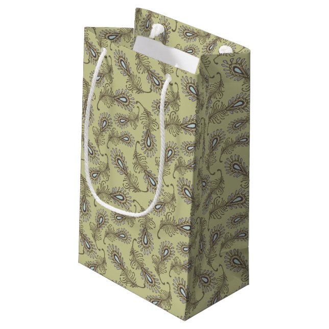 Feather Pattern Small Gift Bag (Back Angled)