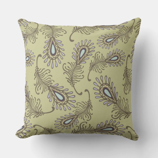 Feather Pattern Throw Pillow (Front)