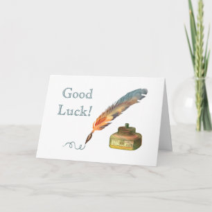Feather Pen Good Luck Card