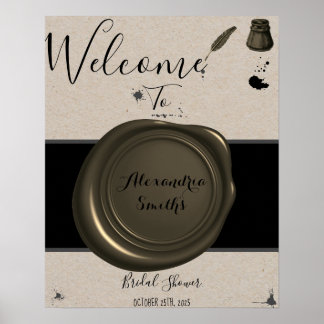 Feather Pen & Inkwell Welcome Bridal Shower Sign