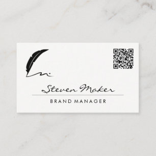 Feather Pen Logo QR Code Business Card