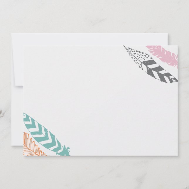 Feather Print 5x7 Stationery by Origami Prints Card (Front)