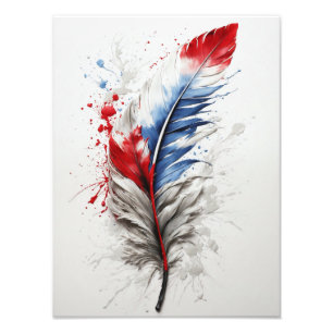 Feather - Red, white and blue Photo Print