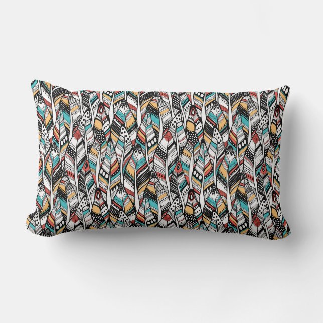Feather seamless pattern lumbar pillow (Front)