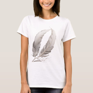 feather strand transforms into a delicate musical T-Shirt