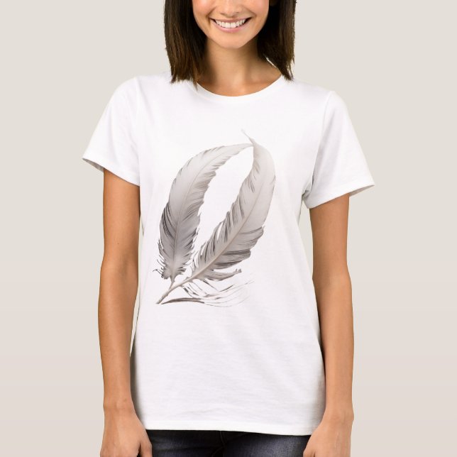 feather strand transforms into a delicate musical  T-Shirt (Front)
