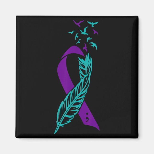 Feather Suicide Prevention Awareness You Purple Te Magnet (Front)