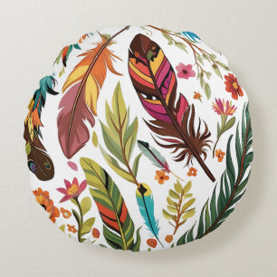 Feather Symphony Round Pillow