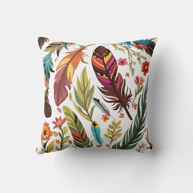 Feather Symphony Throw Pillow (Back)
