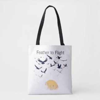 Feather to Flight Minimalist T-Shirt Design Tote Bag