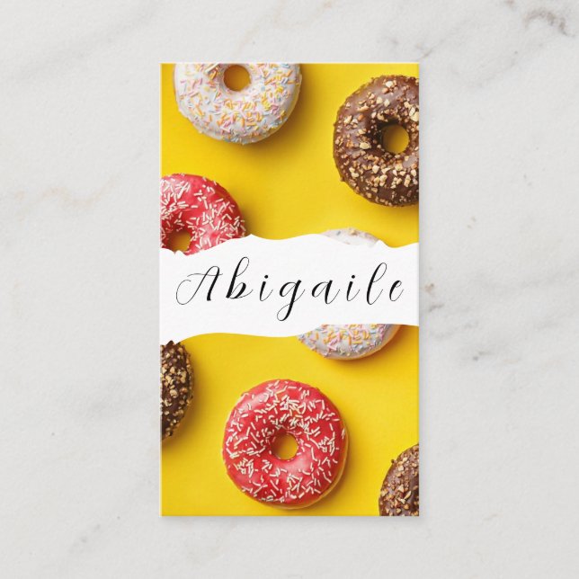 Feather Vector Seamless Vintage Doughnuts Business Card (Front)