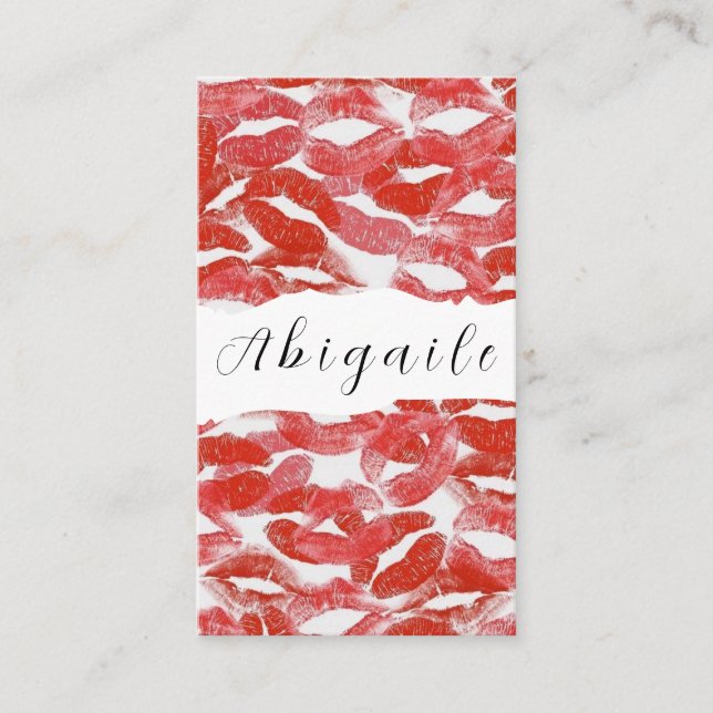Feather Vector Seamless Vintage Lips Business Card (Front)