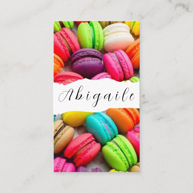 Feather Vector Seamless Vintage Macarons Business Card (Front)