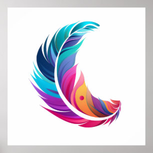Feather Vibrant Elegant Stylized Poster