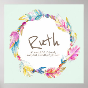 Feather watercolor name meaning Ruth Poster