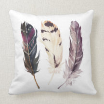 Feather Watercolor Native Pillow