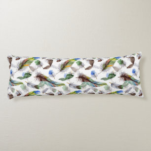 Feather Watercolor Pattern  Body Pillow